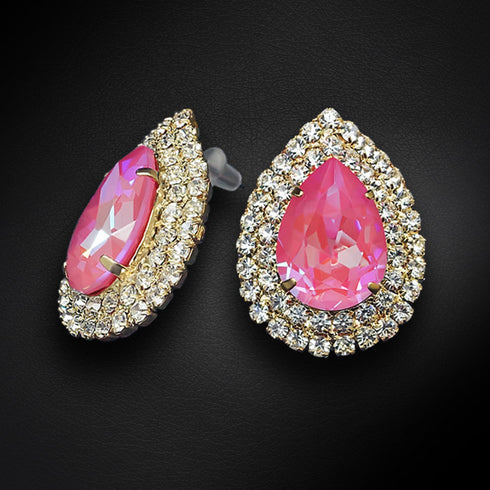 Auskarai "Jasmīnas (Lotus Rožinė DeLite)" su Swarovski™ kristalais